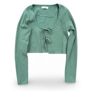 LA Hearts Sage Long Sleeve Knit Top w/Tie Front Women's size small‎